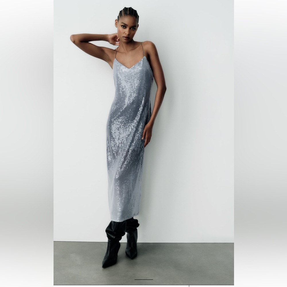 DEGRADE SEQUIN DRESS shimmer dress Zara S NWT